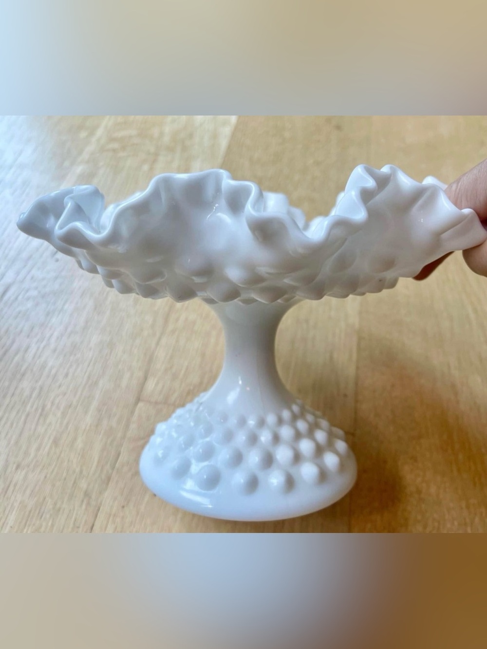 Fenton White Hobnail Milk Glass Pedestal Compote